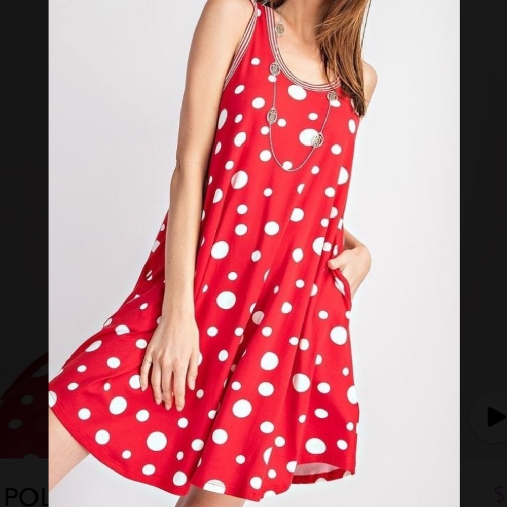 Polka Dot Sleeveless Swing Dress, small